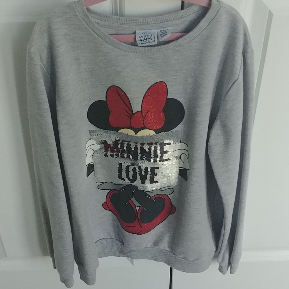 Disney Minnie Mouse Girls flip sequence sweatshirt. Adorable!